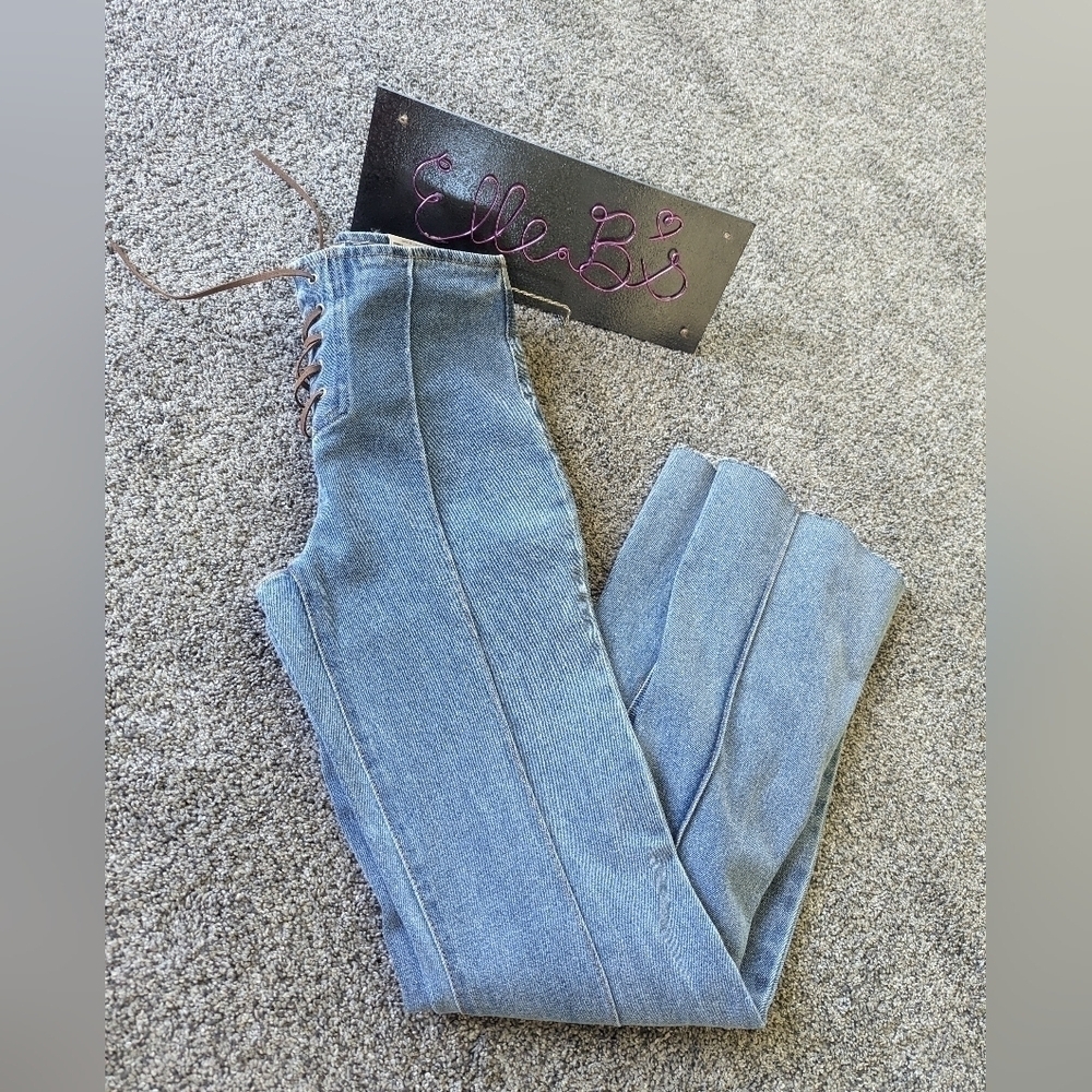 NWT So Mid Rise Lace Up Flare Denim Pants 7 / 28W